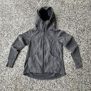 Lululemon Scuba Hoodie Womens 6 Heathered Speckled Black Full Zip Activewear